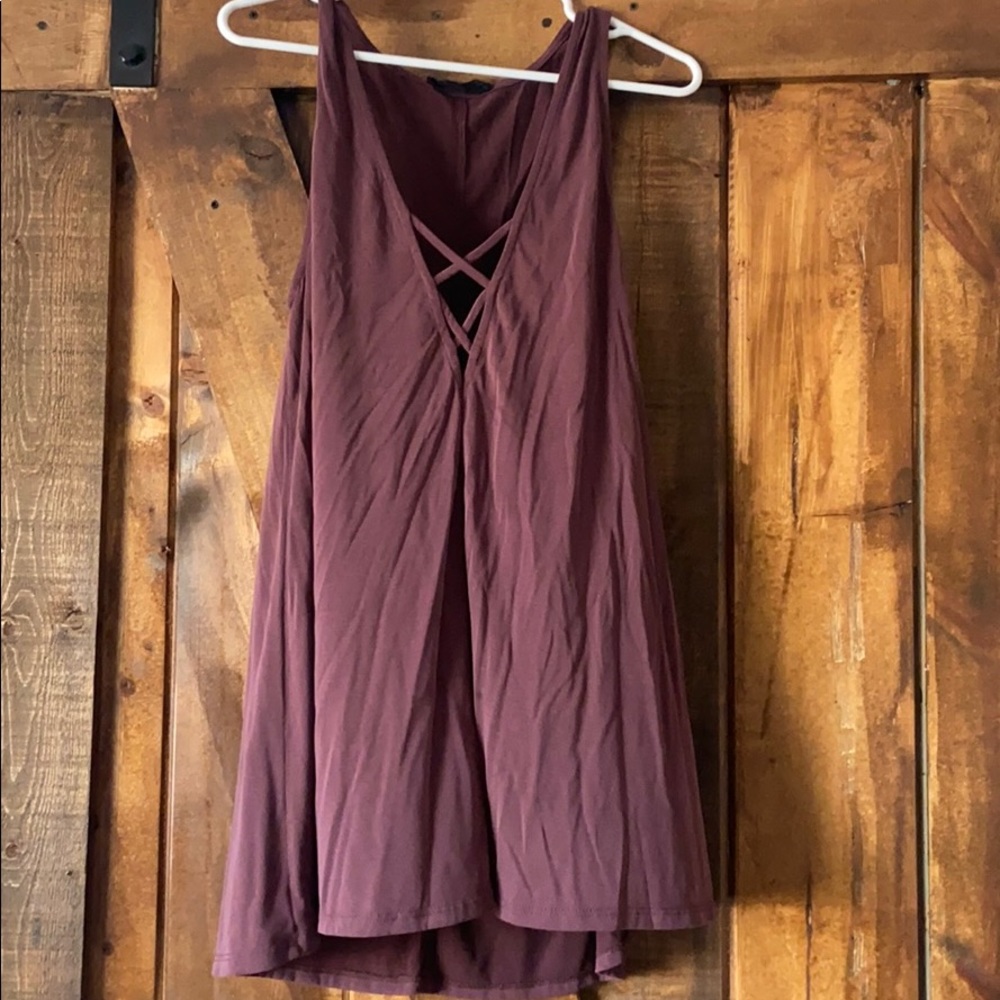 Low V neck maroon dress